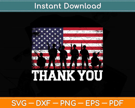 Thank You American Flag Military Svg Png Dxf Digital Cutting File