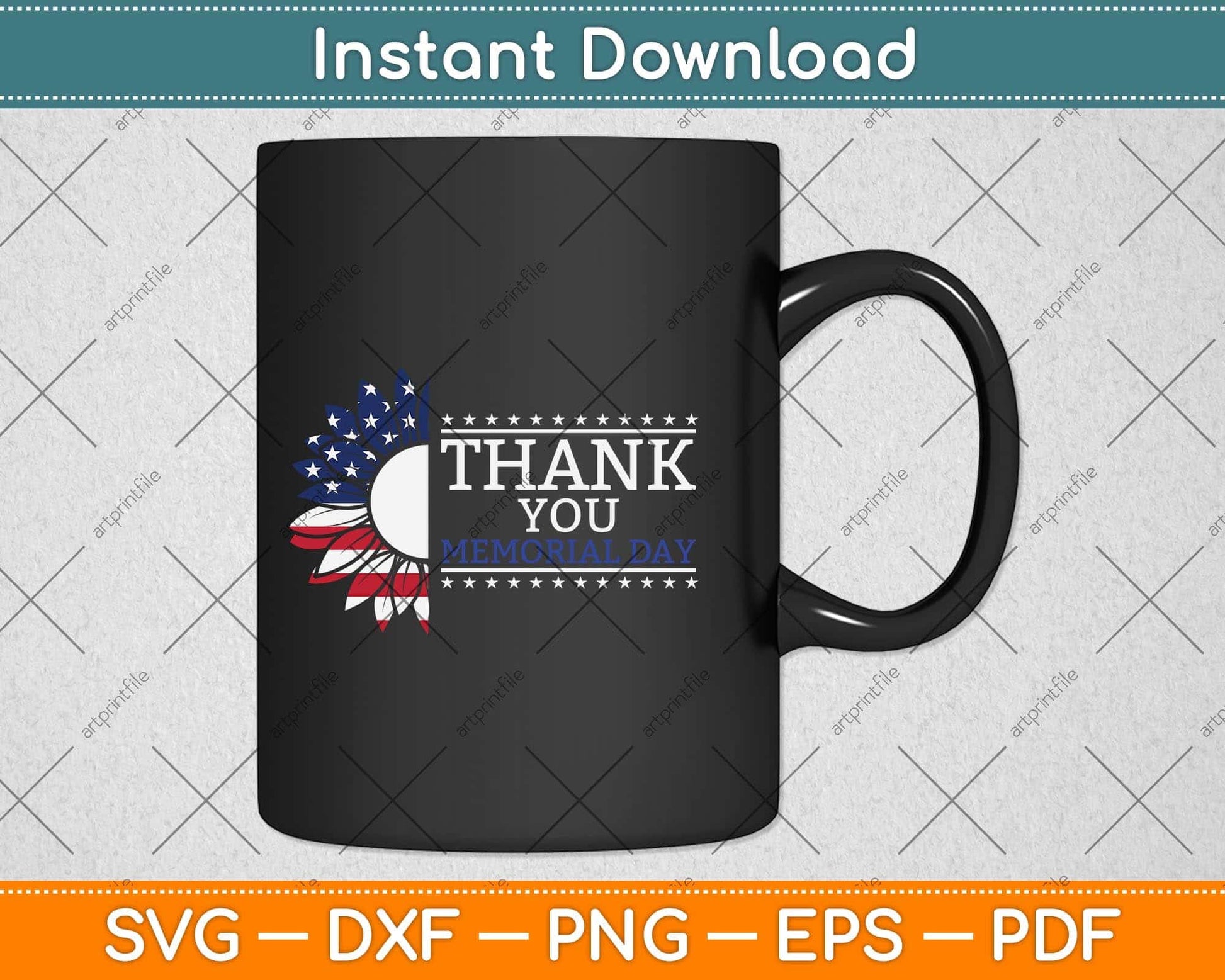 Thank You Memorial Day Sunflower Usa Flag American Flag Svg Png Dxf Cutting File