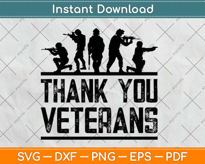 Thank You Veterans Day Military Vets Patriotic Svg Design Cricut Printable Cutting File