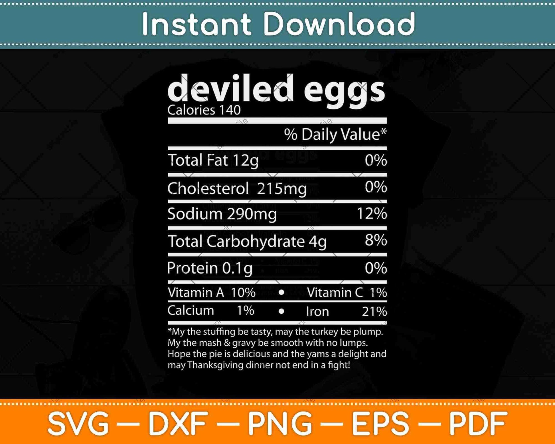 Thanksgiving Dinner Deviled Eggs Nutrition Fact for Thanksgiving Svg