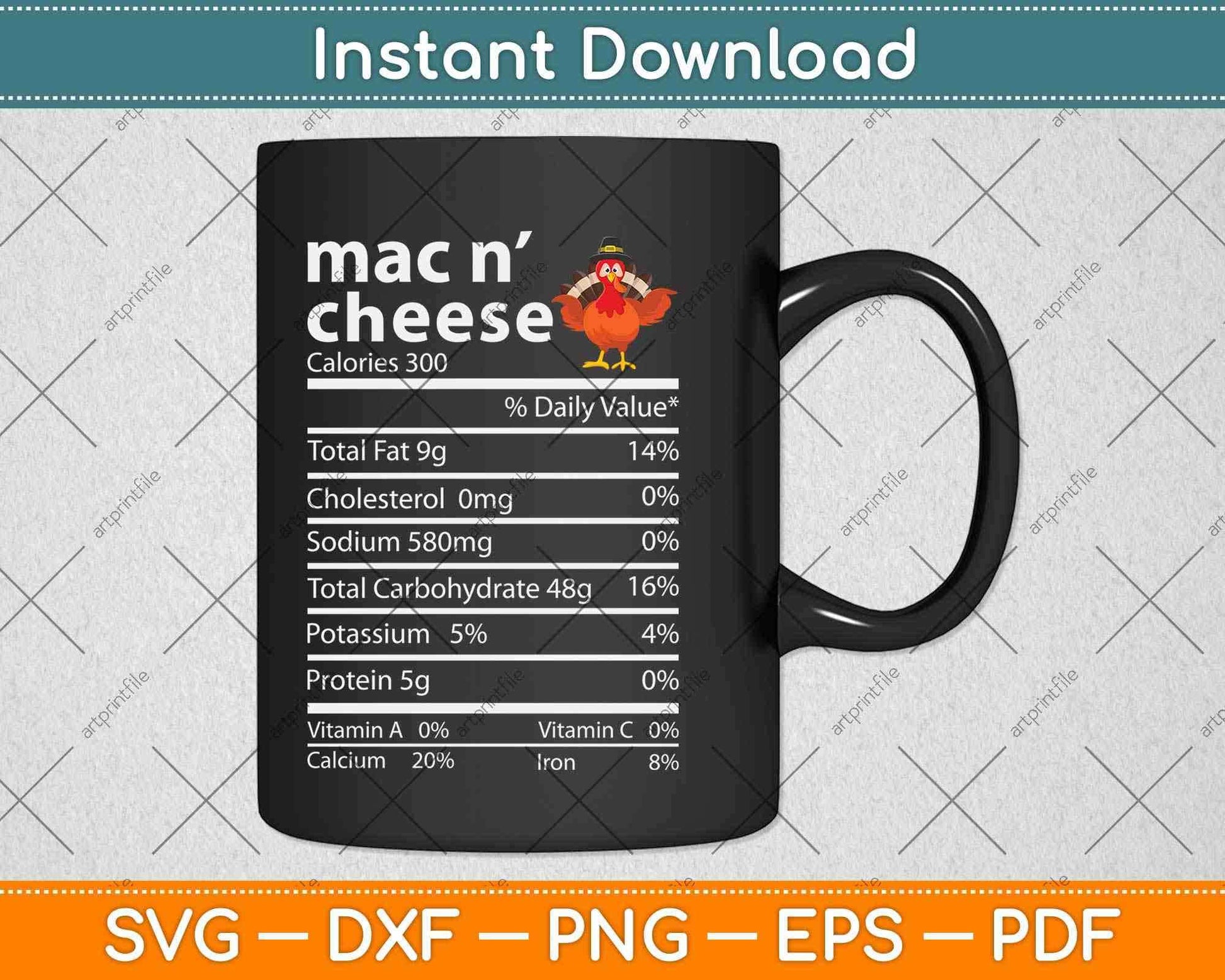 Thanksgiving Mac N Cheese Nutrition Facts Funny Svg Design