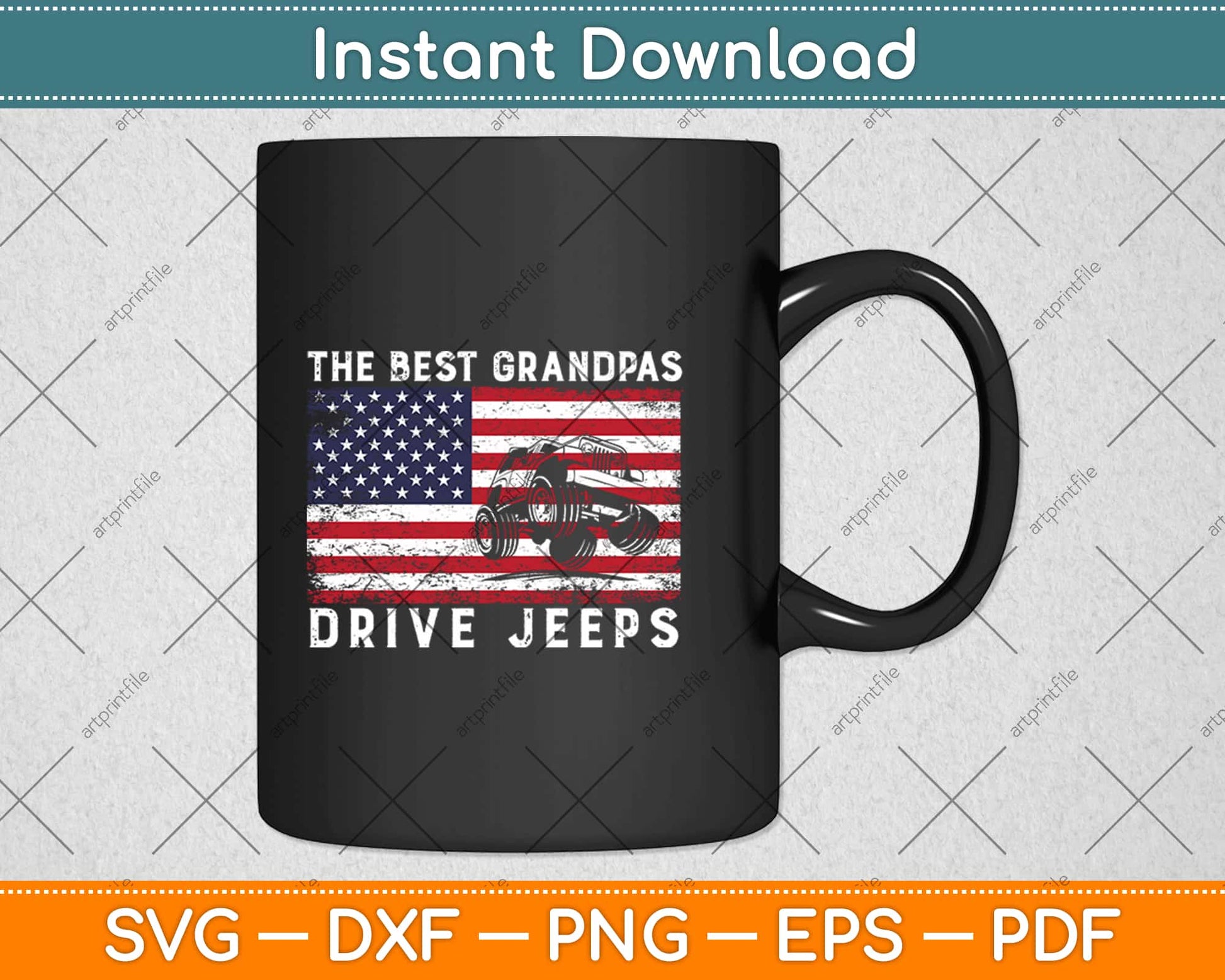 The Best Grandpas Drive Jeeps American Flag Svg Design Cricut Printable Cutting File