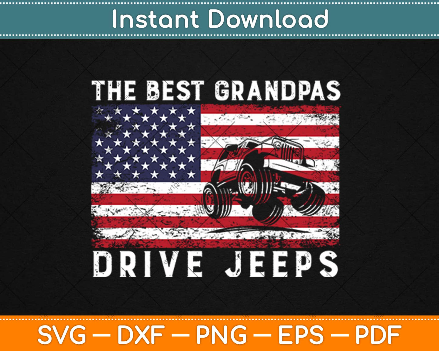 The Best Grandpas Drive Jeeps American Flag Svg Design Cricut Printable Cutting File