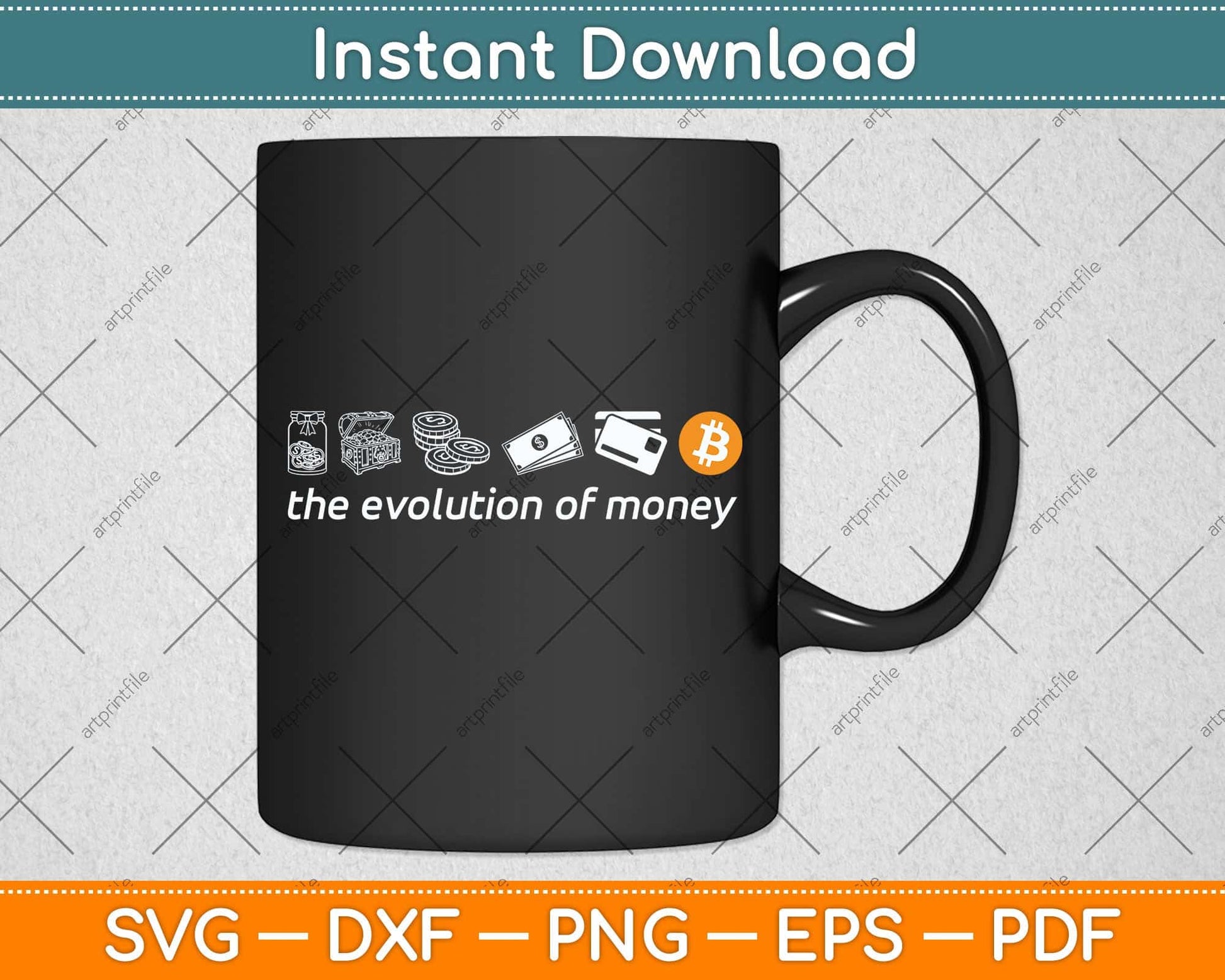 The Evolution Of Money - Crypto Trader BTC Svg Png Dxf Digital Cutting File