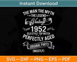 The Man Myth Legend 1952 70th Birthday Svg Png Dxf Digital Cutting File