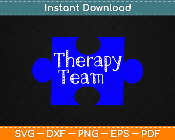Therapy Team Blue Puzzle April Autism Awareness Svg Design 