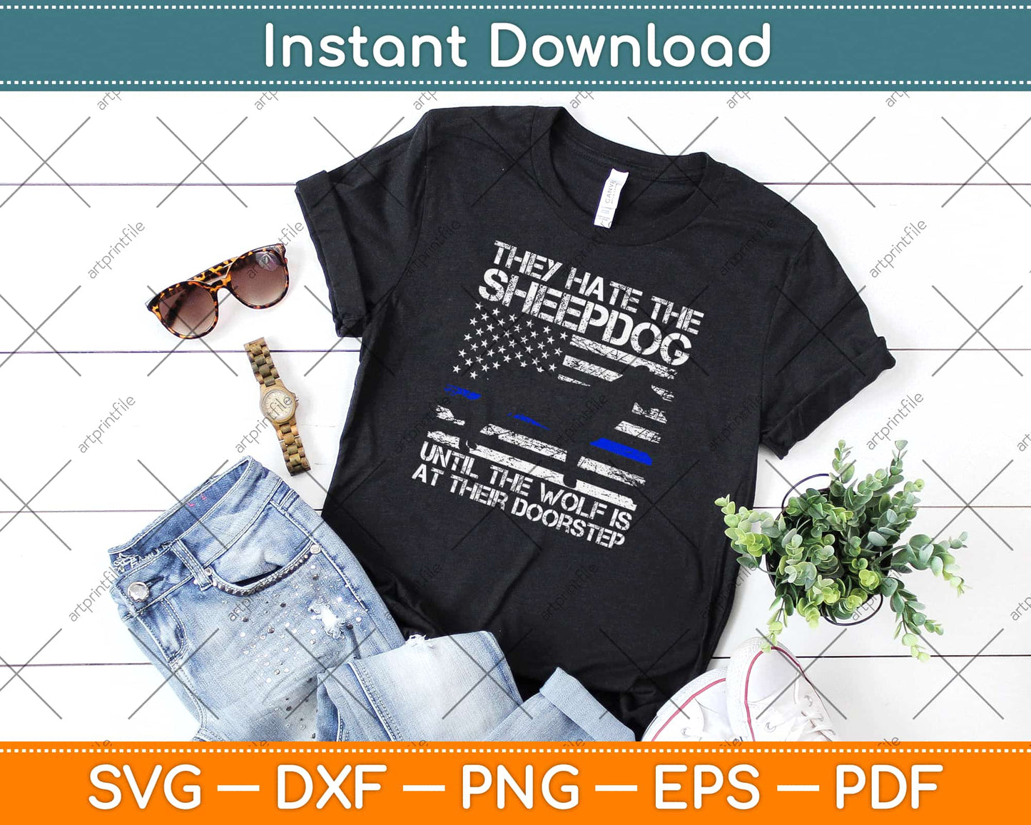 They Hate The Sheepdog Thin Blue Line Police K9 Svg Design Cricut Cutting Files