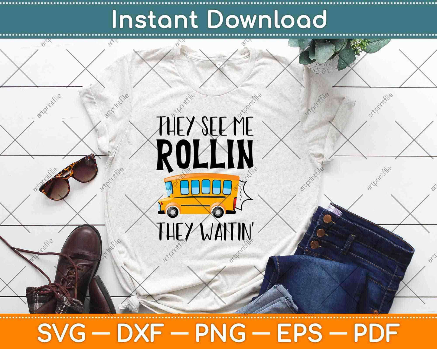 They See Me Rollin' They Waitin' Funny School Bus Driver Svg Design