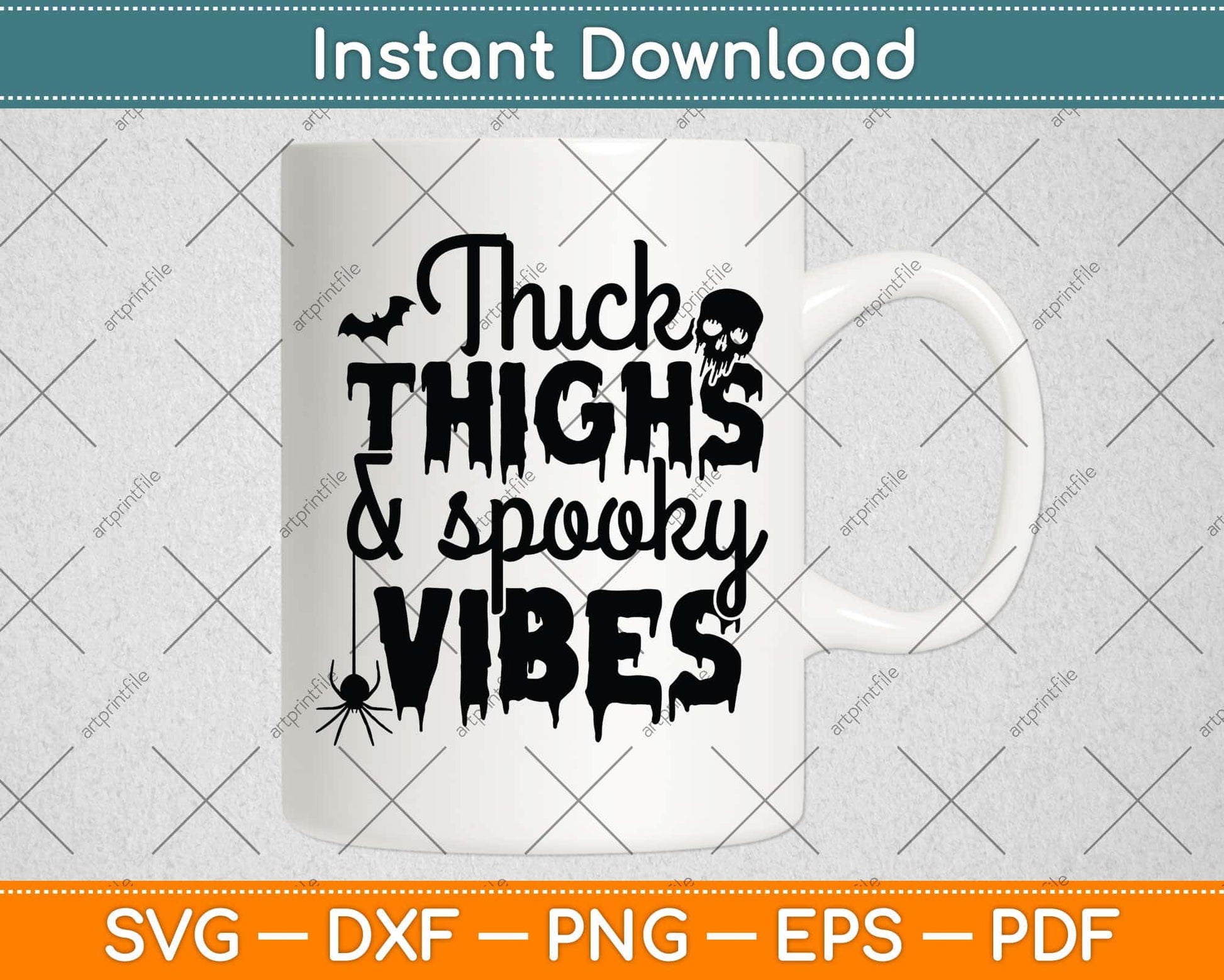Thick Thighs And Spooky Vibes Halloween Svg Png Dxf Digital Cutting File