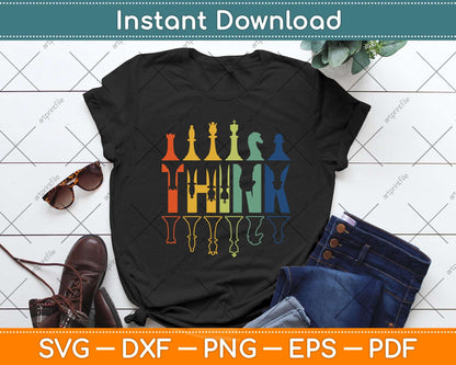 Think Retro Vintage Chess Pieces Player Gifts Chess Coach Svg Png Dxf Digital Cutting File