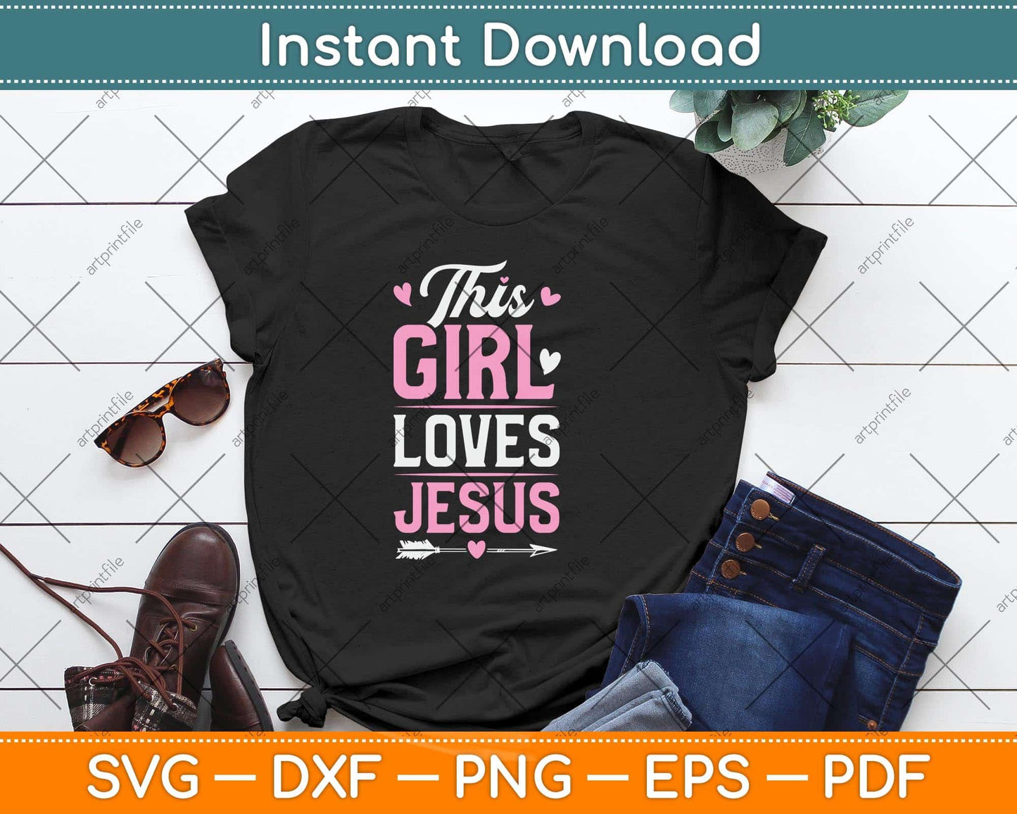 This Girl Loves Jesus Funny Christian Faith Religious Svg Png Dxf Digital Cutting File