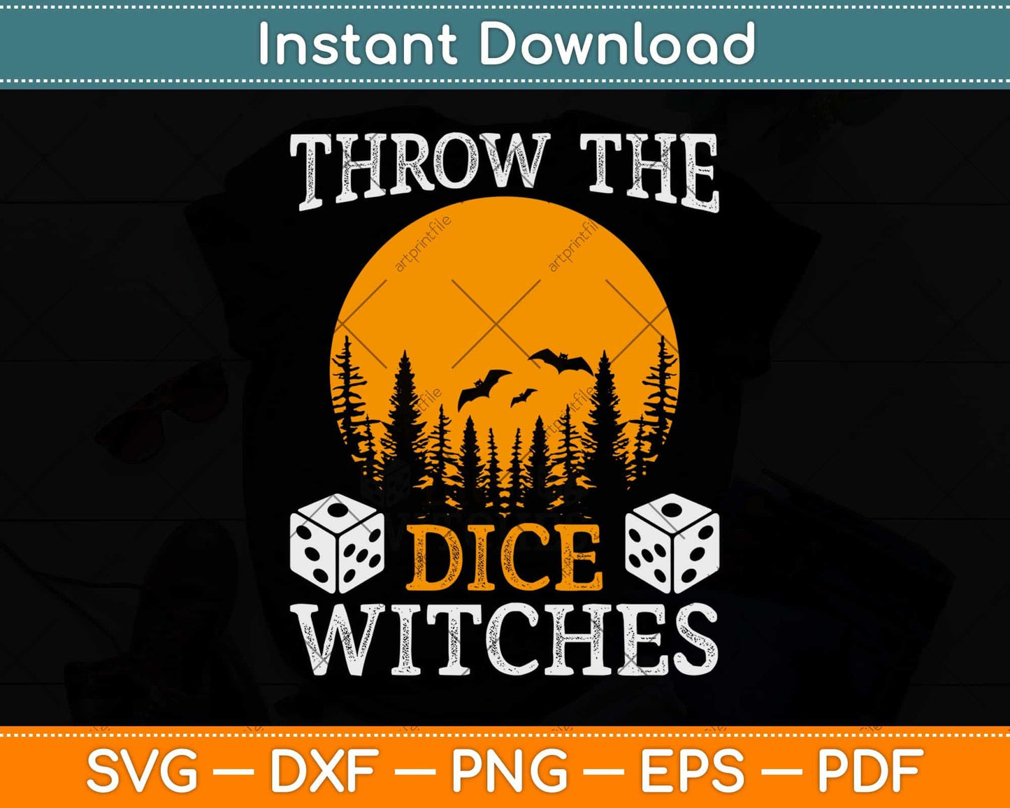 Throw the Dice Witches Bunco Party Halloween Svg Png Dxf Digital Cutting File