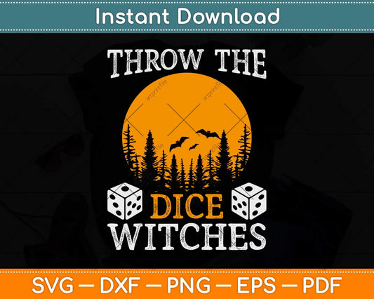 Throw the Dice Witches Bunco Party Halloween Svg Png Dxf Digital Cutting File
