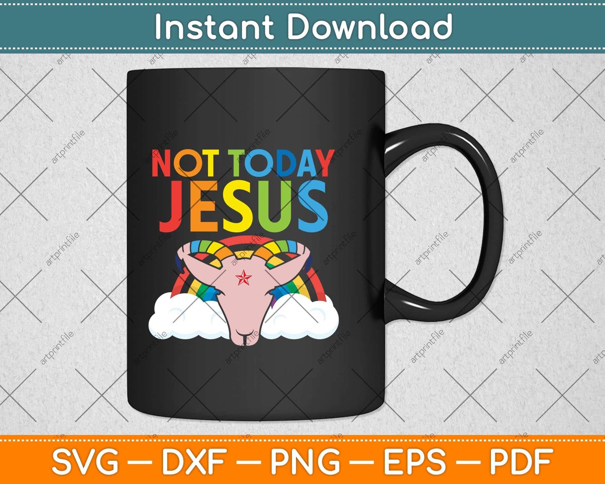 Today Not Jesus Satan Goat Satanic Rainbow Satanism Svg Png Dxf Digital Cutting File