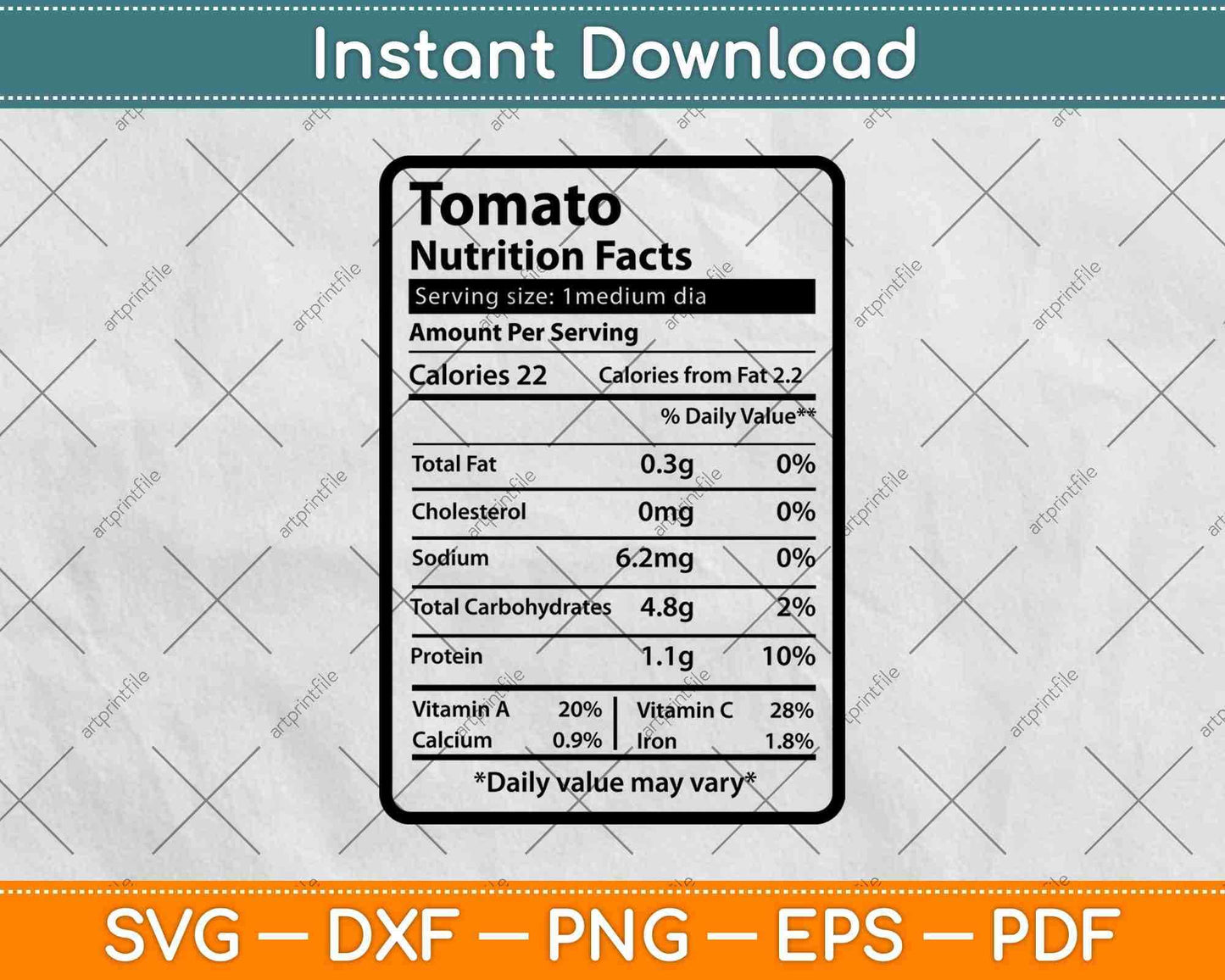 Tomato Nutrition Facts Funny Thanksgiving Svg Png Dxf Digital Cutting Files