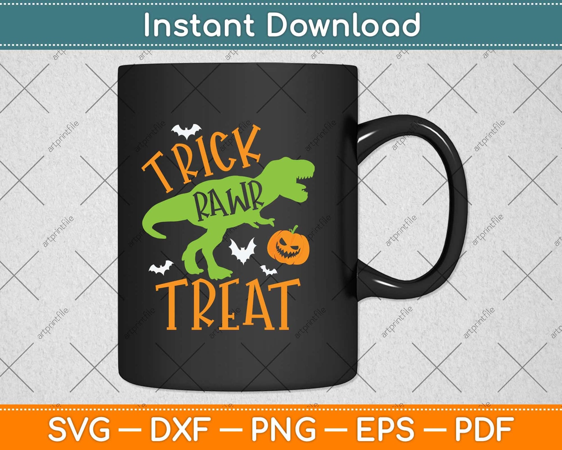 Trick Rawr Treat Dinosaur Funny Halloween Svg Png Dxf Digital Cutting File