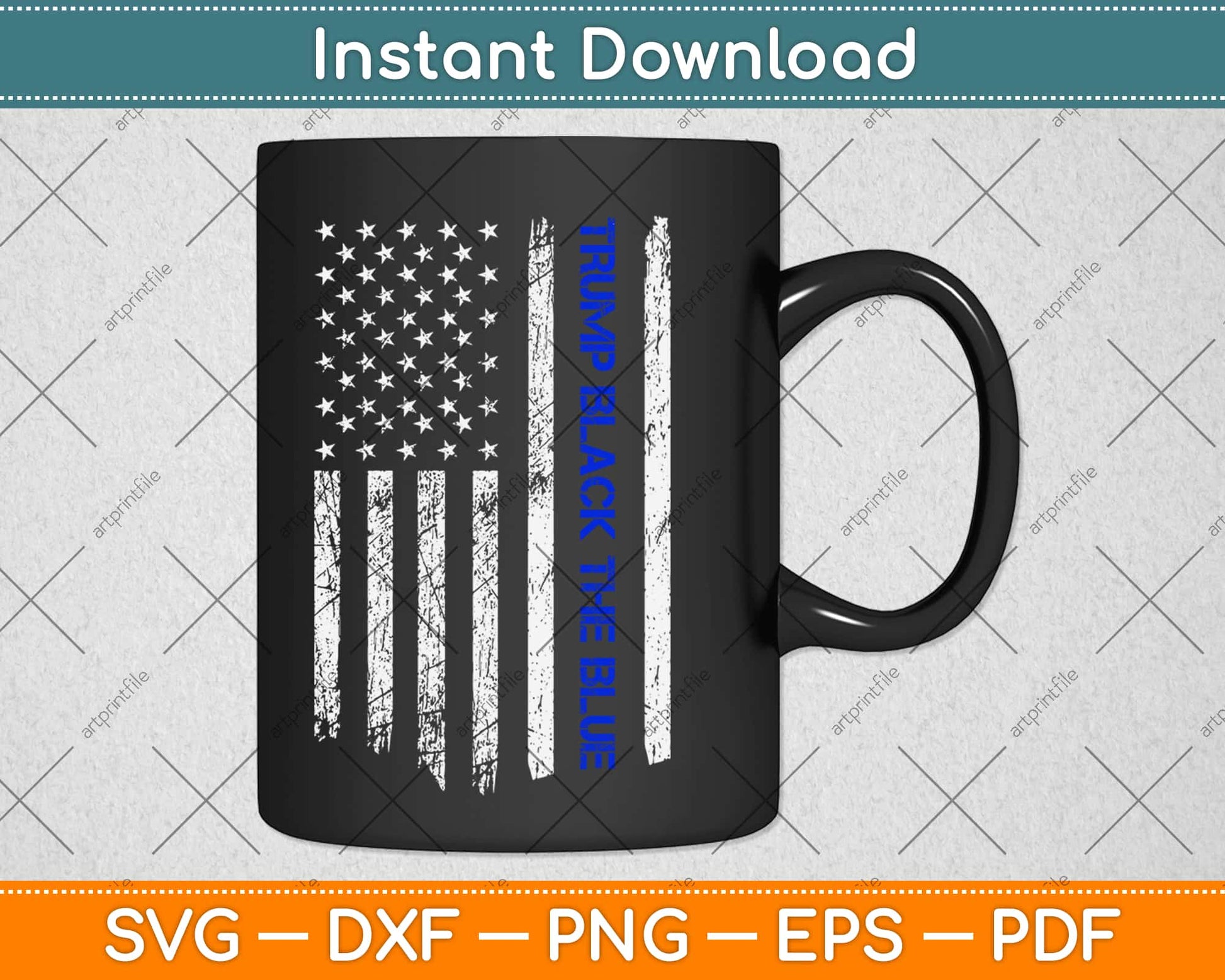 Trump Backs The Blue Thin Blue Line Police Support Svg Design Cricut Cutting Files