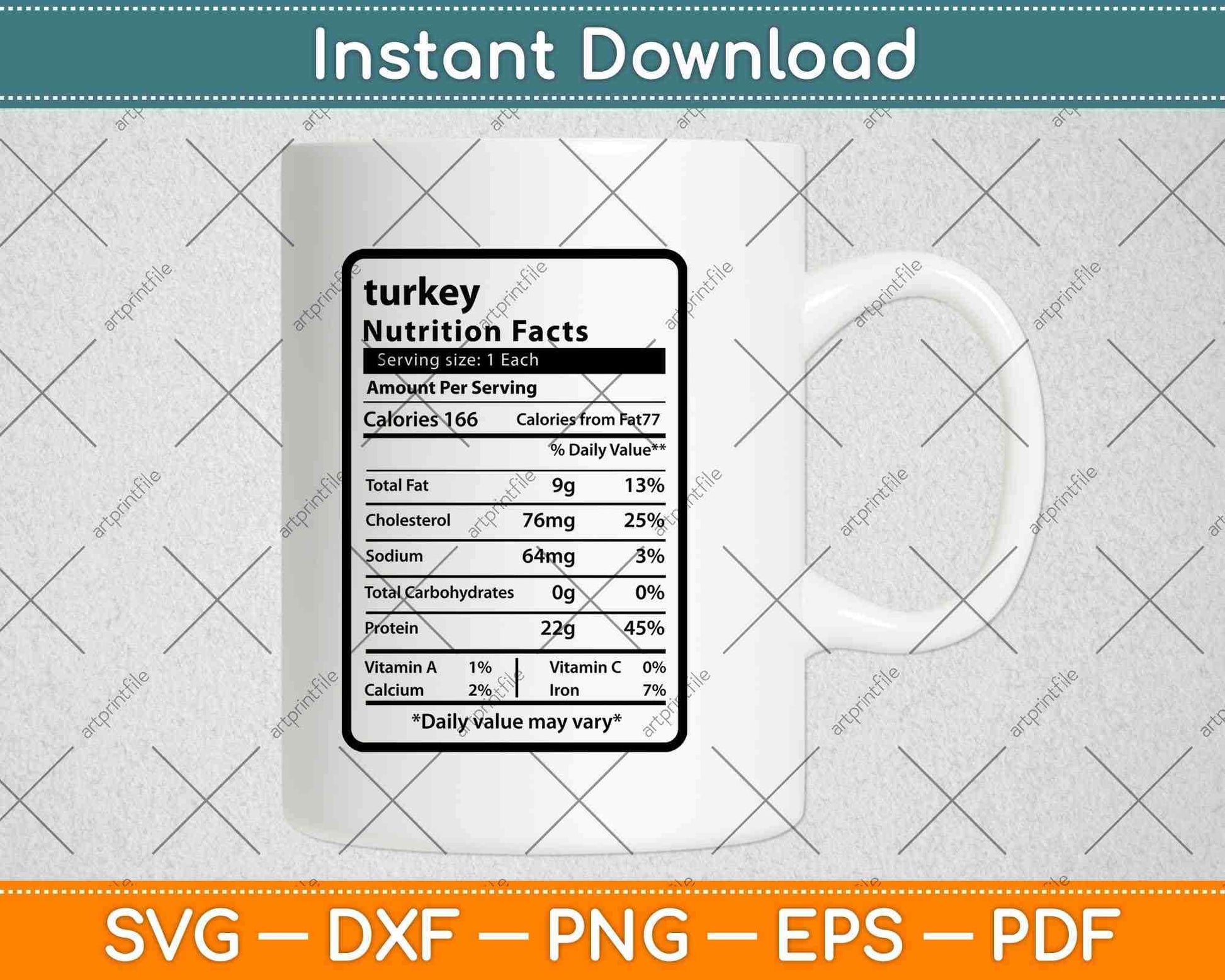 Turkey Nutrition Facts Svg Png Dxf Digital Cutting File