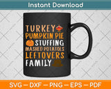 Turkey Pumpkin Pie Stuffing Cute Thanksgiving Svg Design Cricut Printable Cutting Files