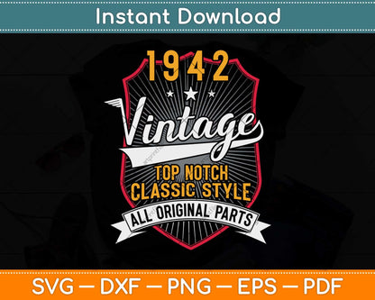 Turning 80 Birthday Decorations 80th BDay 1942 Birthday Svg Png Dxf Cutting File