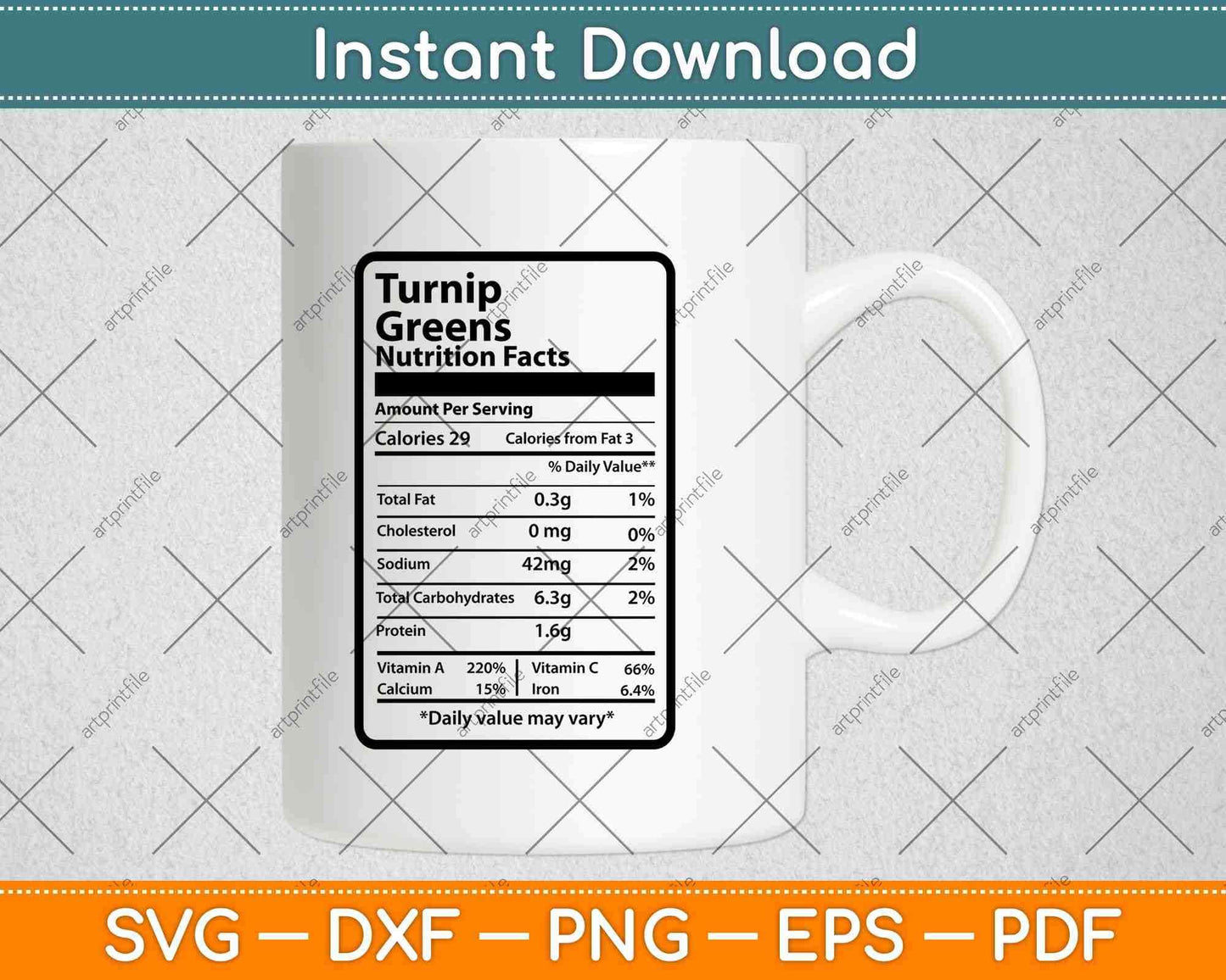 Turnip Greens Nutrition Facts Thanksgiving Svg Png Dxf Digital Cutting Files