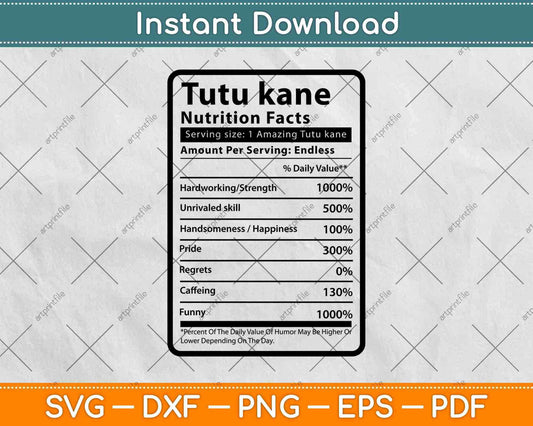 Tutu Kane Nutrition Facts Svg Png Dxf Digital Cutting Files