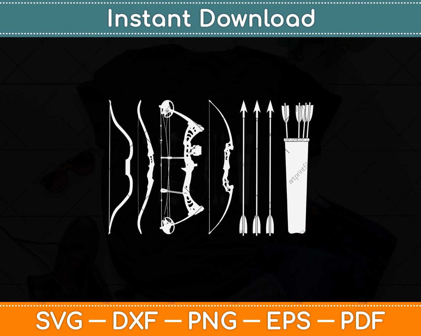 Types Of Bows Arrows Compound Bow Arrow Hunter Bowman Svg Png Dxf Cutting File
