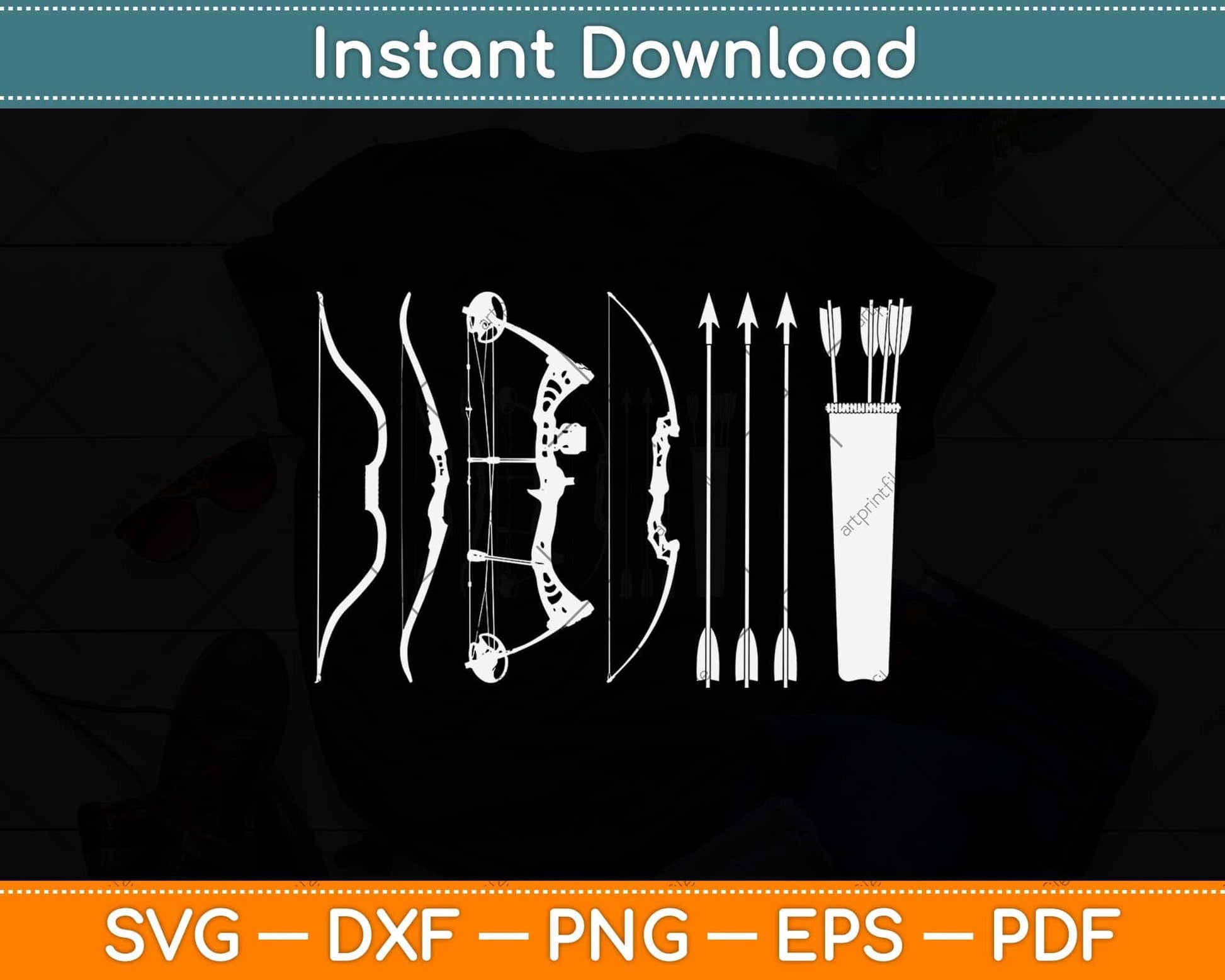 Types Of Bows Arrows Compound Bow Arrow Hunter Bowman Svg Png Dxf Cutting File