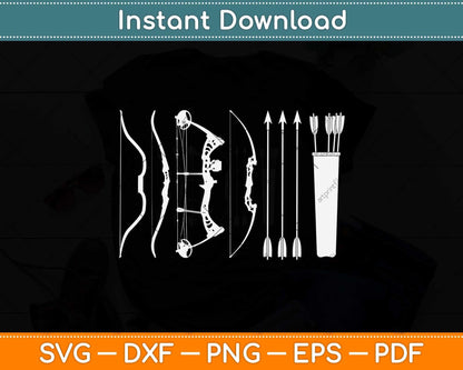 Types Of Bows Arrows Compound Bow Arrow Hunter Bowman Svg Png Dxf Cutting File