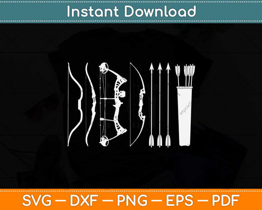 Types Of Bows Arrows Compound Bow Arrow Hunter Bowman Svg Png Dxf Cutting File