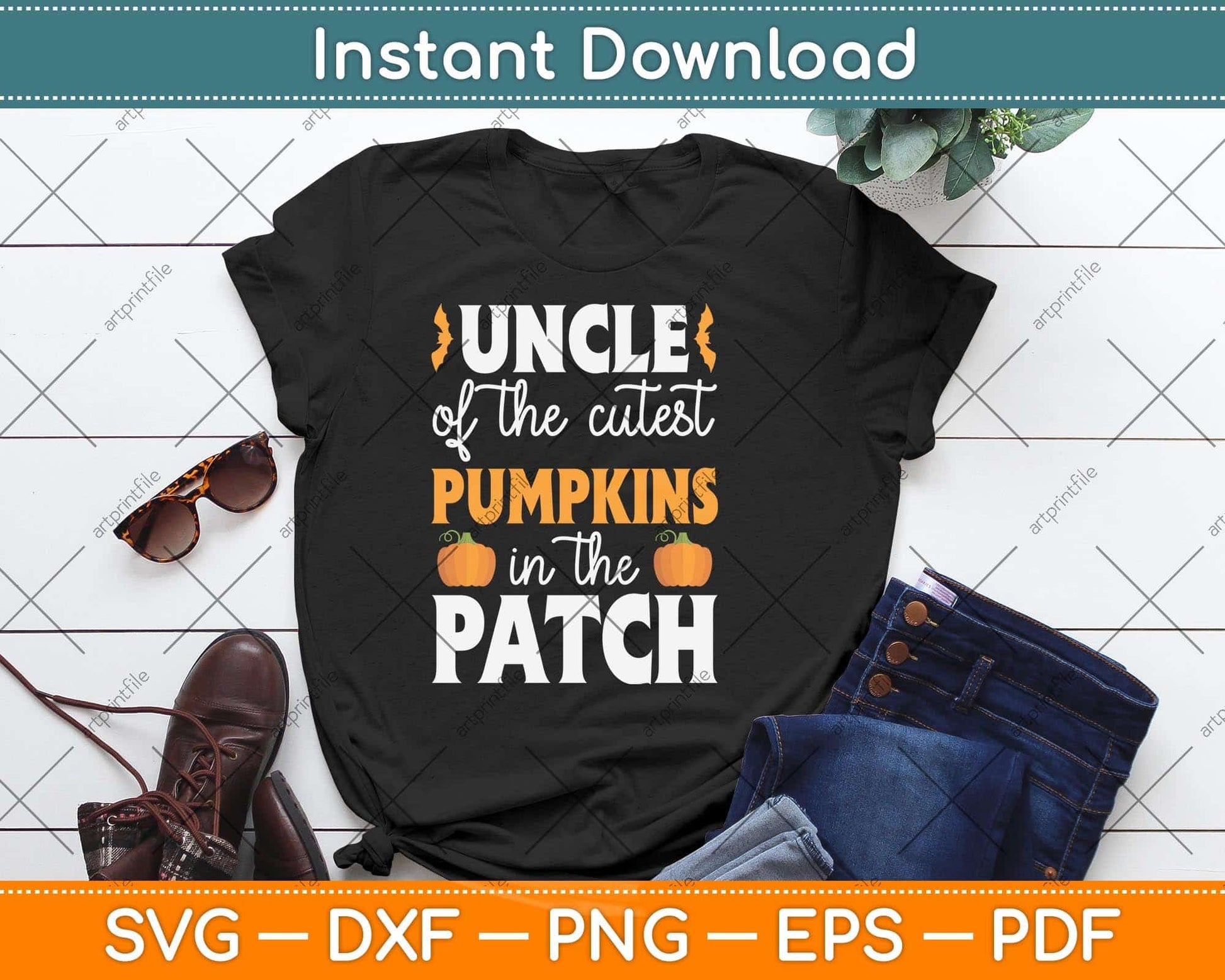 Uncle Of The Cutest Pumpkins In The Patch Halloween Svg Png Dxf Digital Cutting File