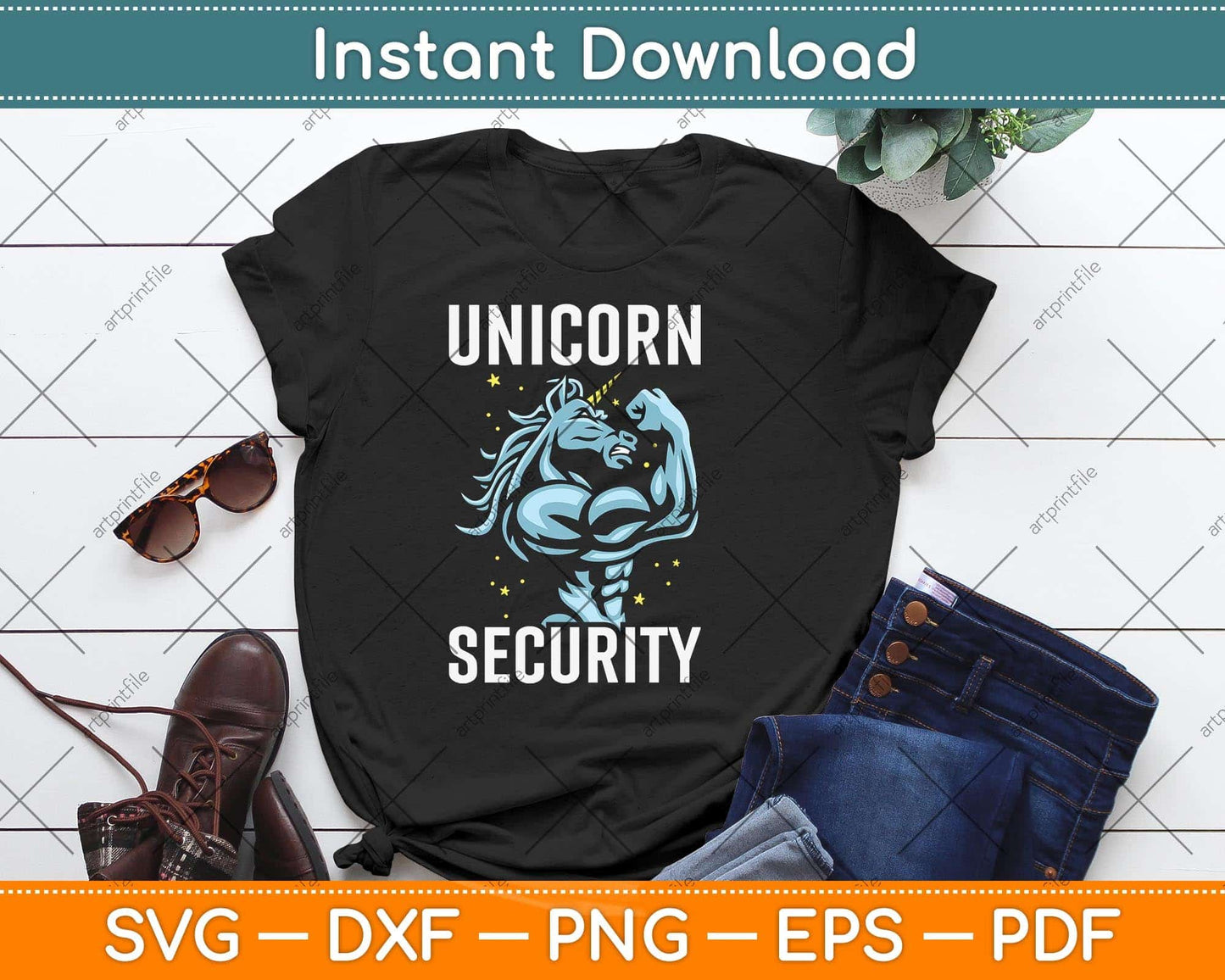 Unicorn Security Funny Fathers Day Svg Png Dxf Digital Cutting File
