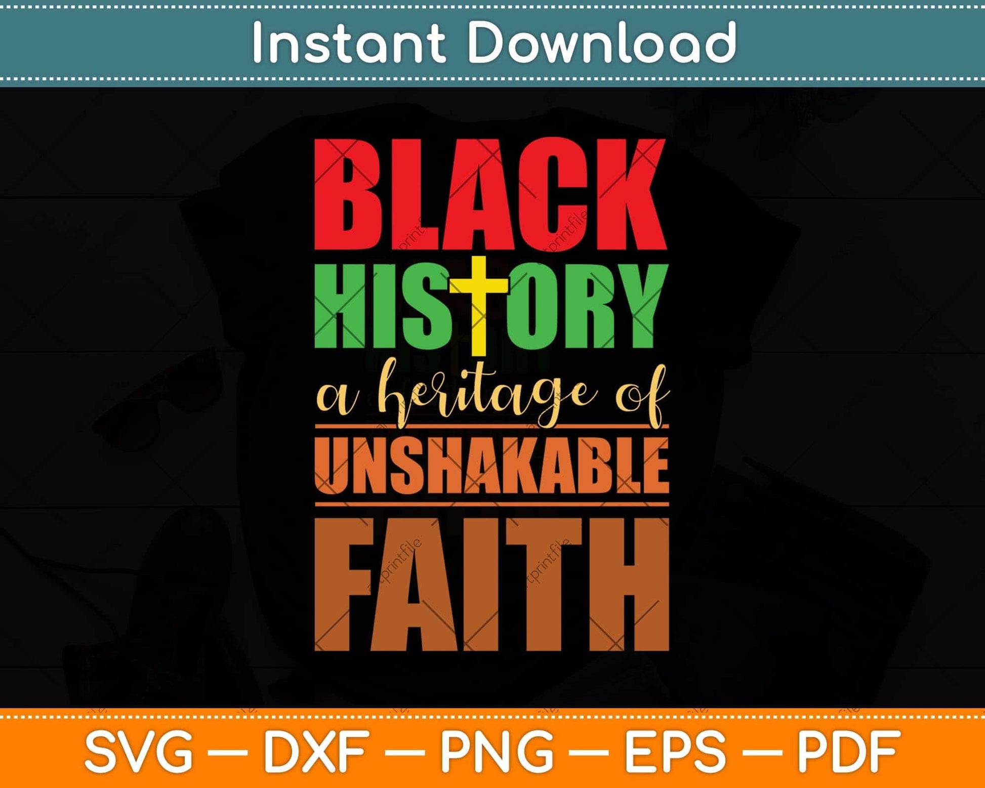 Unshakeable Faith Black History Month Blm-Melanin Christian Svg Png Dxf Cutting File