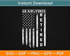 US AIR FORCE Retired Distressed American Flag Svg Design Cricut Cutting Files