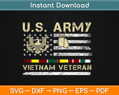 US Army Vietnam Veteran USA Flag Svg Design Cricut Printable Cutting Files