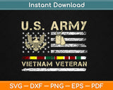 US Army Vietnam Veteran USA Flag Svg Design Cricut Printable Cutting Files