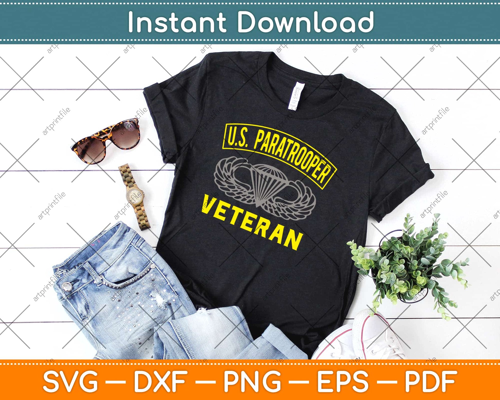 US Paratrooper Airborne Division Army Veteran Svg Design Cricut Printable Cut Files