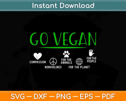 Vegan Cute Gift Go Vegan For The Planet Svg Png Dxf Digital Cutting Files