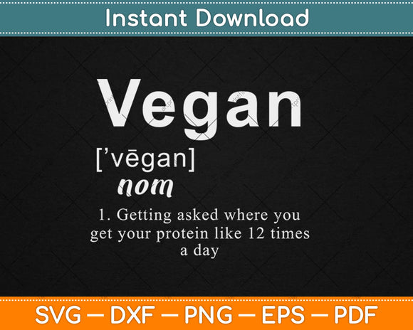 Vegan Definition - Funny Vegan Meme Joke Gag Svg Design 