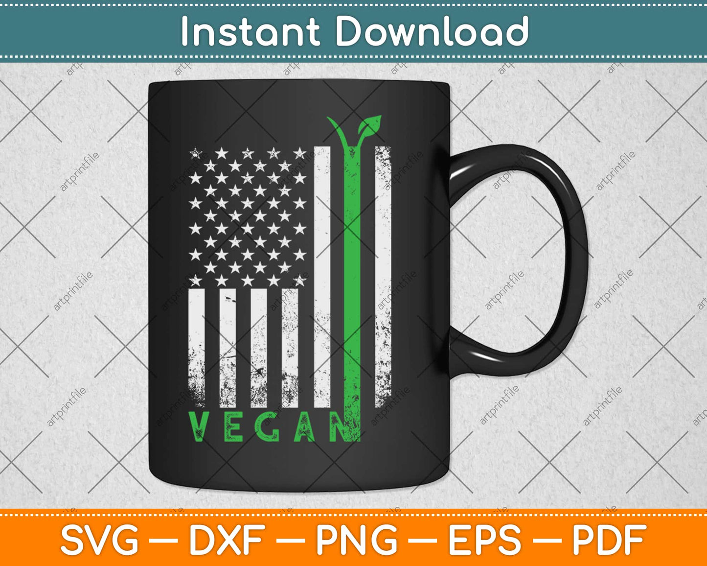 Vegan USA American Flag Vegetarian Farming Svg Design Cricut Printable Cutting File