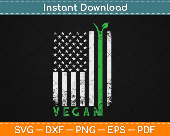 Vegan USA American Flag Vegetarian Farming Svg Design Cricut