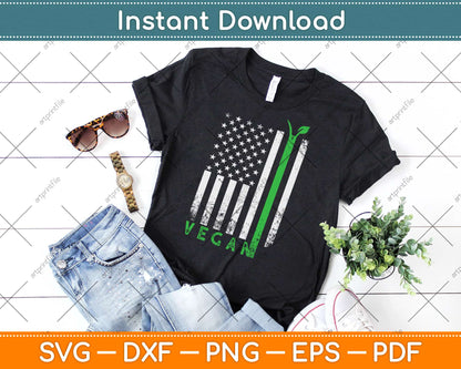 Vegan USA American Flag Vegetarian Farming Svg Design Cricut Printable Cutting File