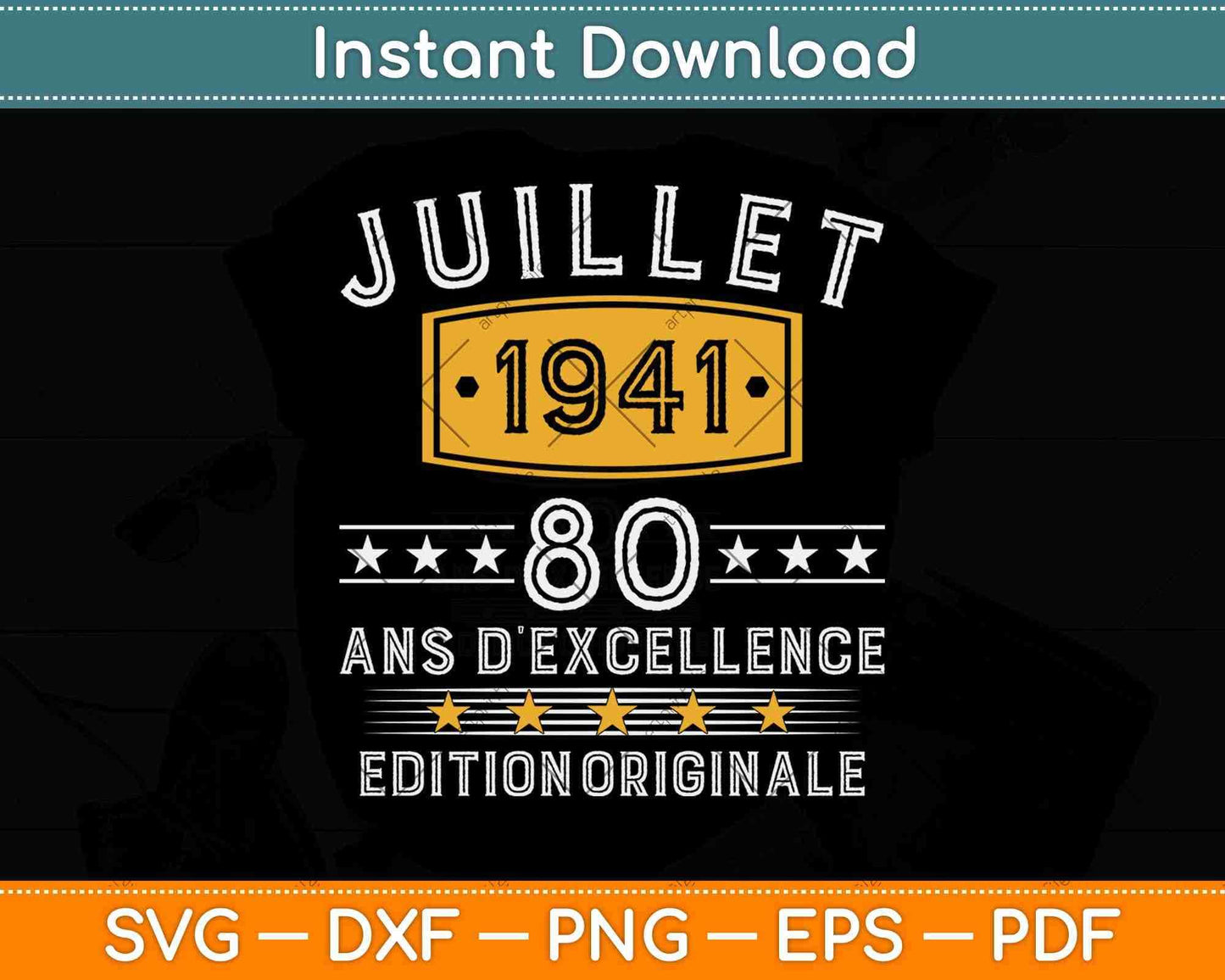 Vintage 1941 80 Años De Edad Regalo De Cumpleaños Para Svg Png Dxf Cutting File