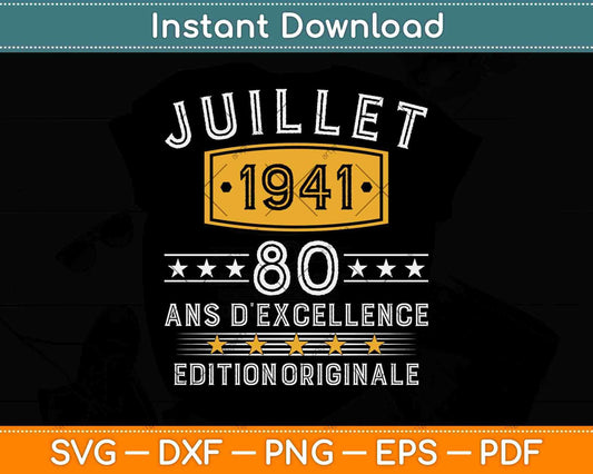 Vintage 1941 80 Años De Edad Regalo De Cumpleaños Para Svg Png Dxf Cutting File