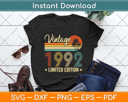 Vintage 1992 30th Birthday Gift 30 Years Old Limited Edition Svg Png Dxf Cutting File