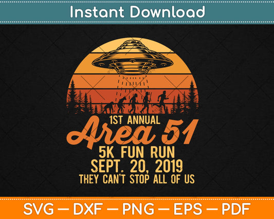 Vintage Area 51 5K Fun Run Svg Design Cricut Printable Cutting Files