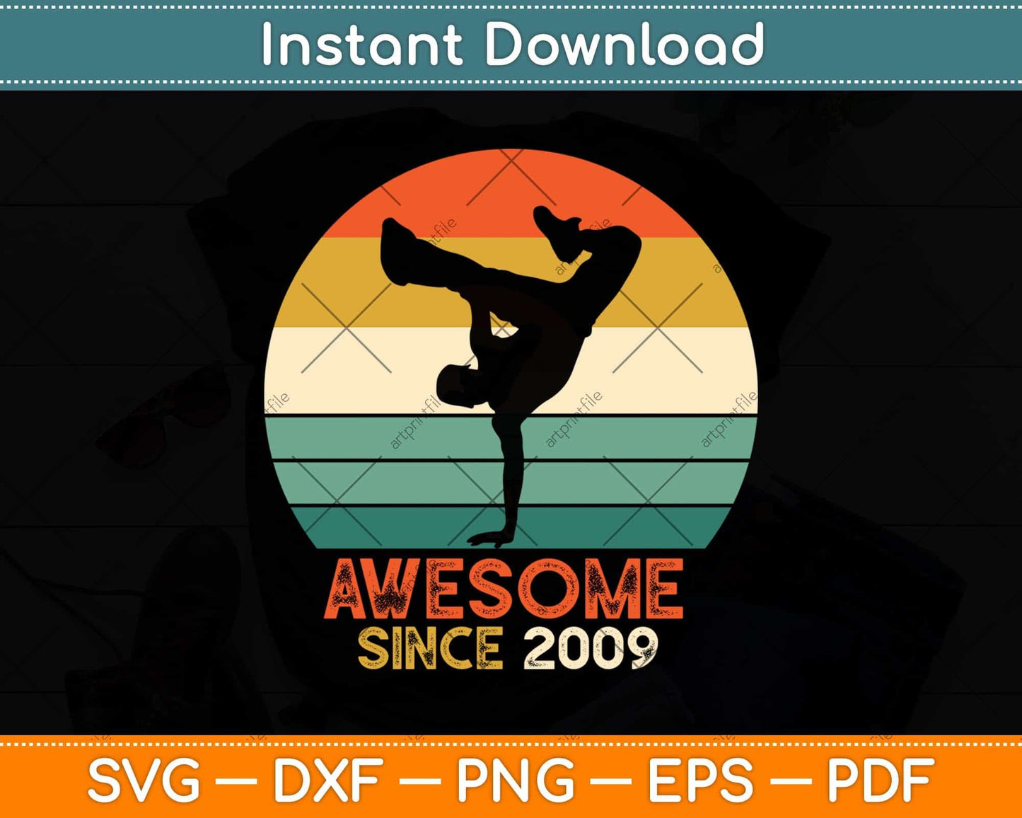 Vintage Dance 12th Gift For 12 Year Old Birthday Svg Design Cricut Printable File