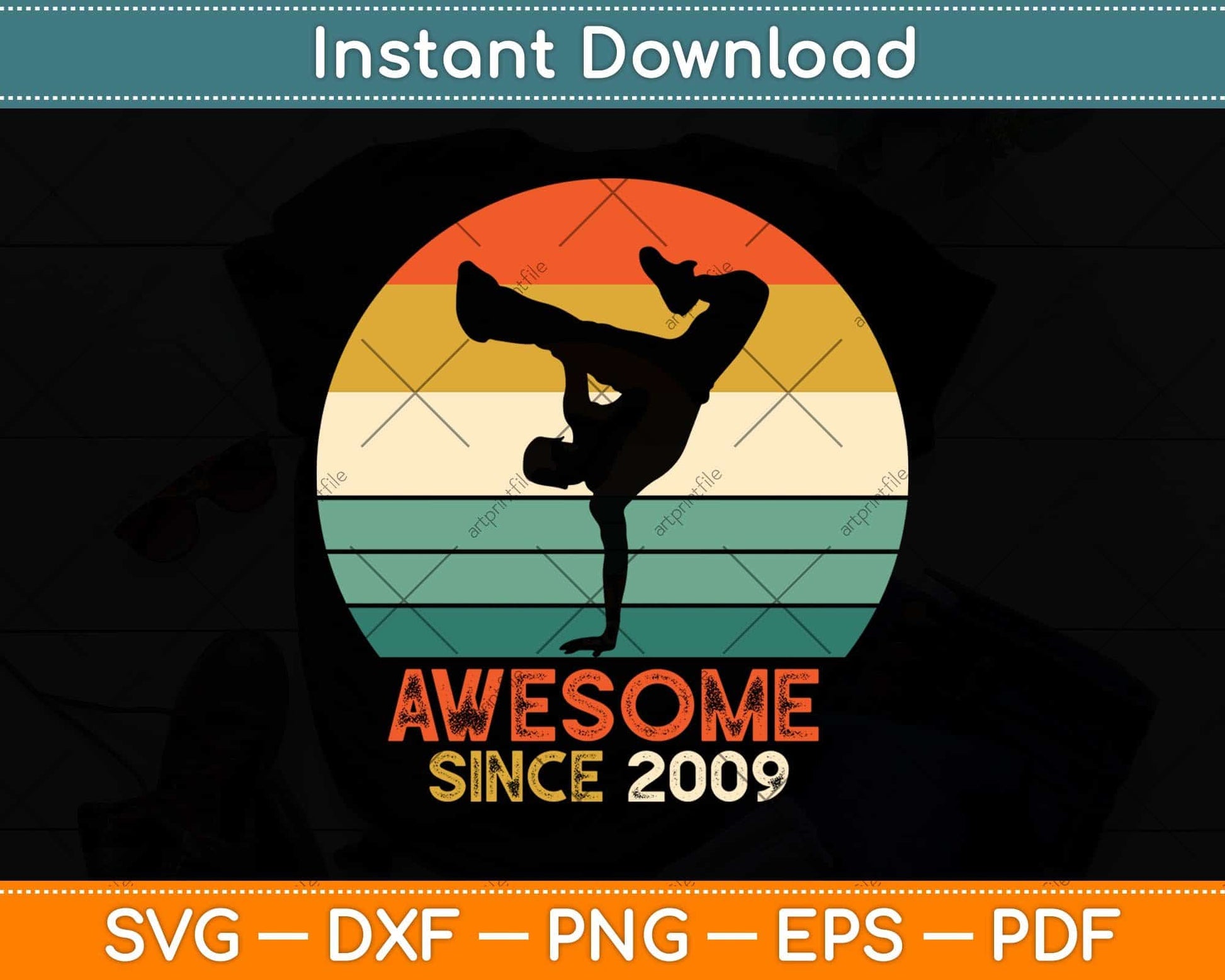 Vintage Dance 12th Gift For 12 Year Old Birthday Svg Design Cricut Printable File