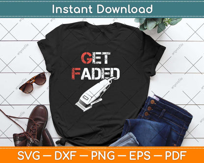 Vintage Distressed Barber Get Faded Script Tail Svg Png Dxf Digital Cutting File