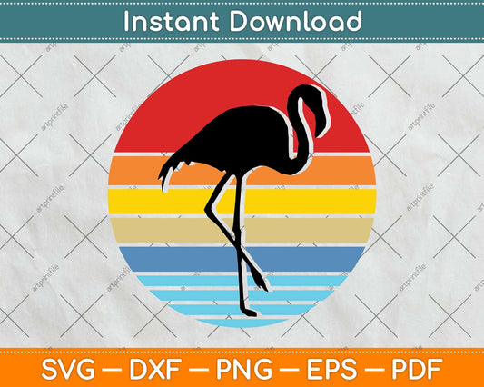 Vintage Flamingo Sunset Pool Party Svg Png Dxf Digital Cutting File
